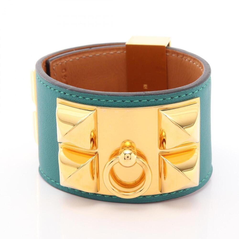 HERMES Green Leather Bracelet